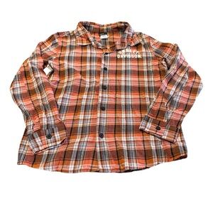 Harley-Davidson Girls Button-Down Plaid Flannel‎ Shirt Orange 12/14 Cotton